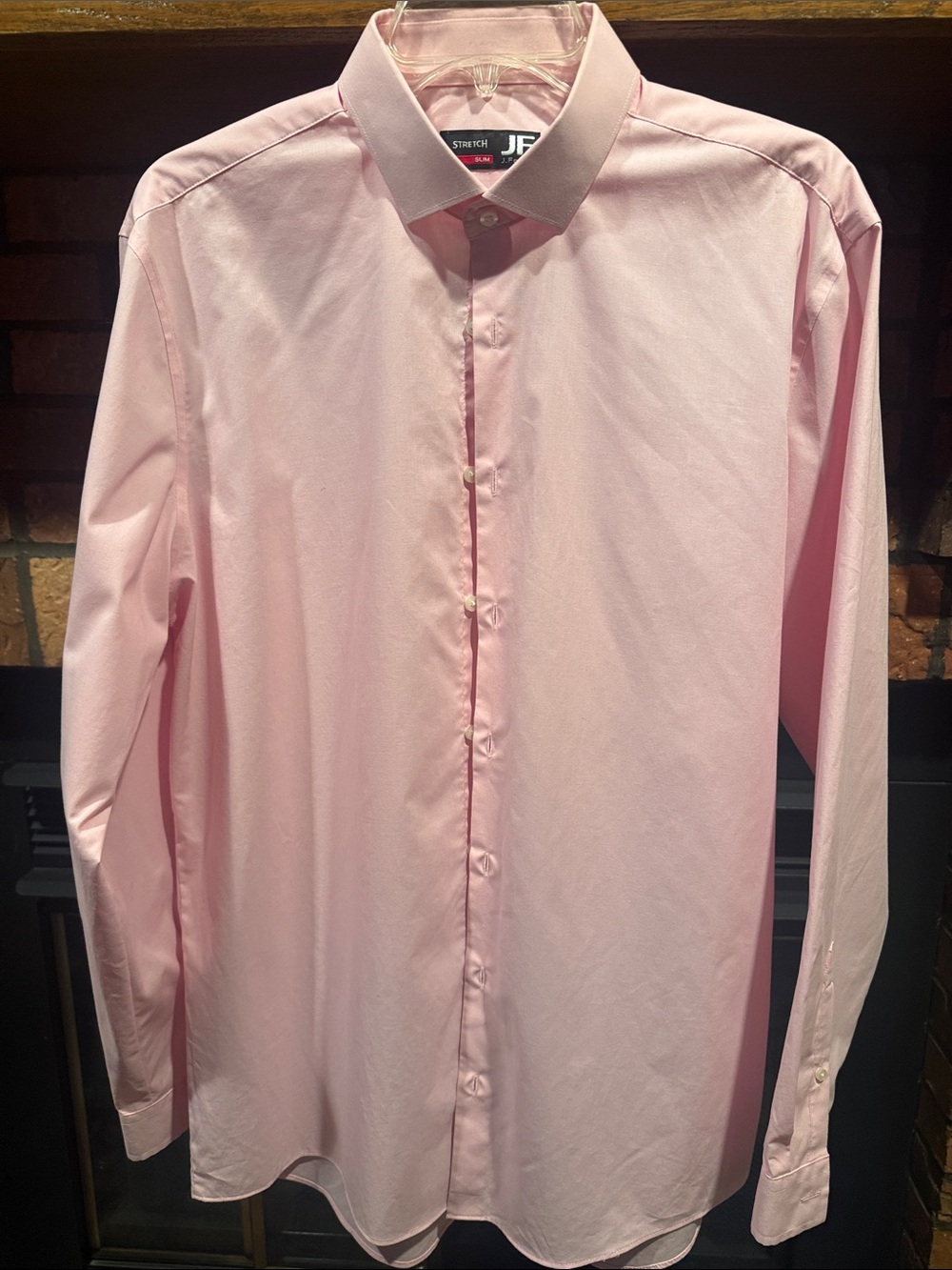 jf j.ferrar Light Pink Men's Dress Shirt - Spread Collar